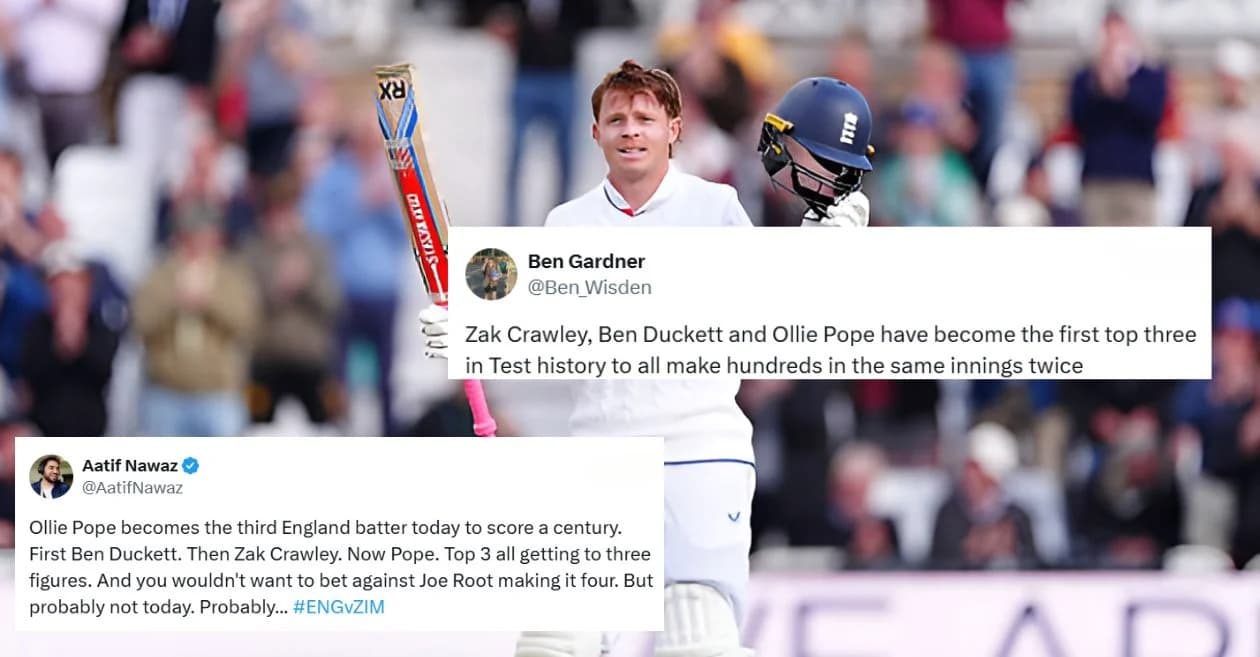 Netizens erupt as England’s Ollie Pope smashes historic ton on Day 1 of the one-off Test against Zimbabwe