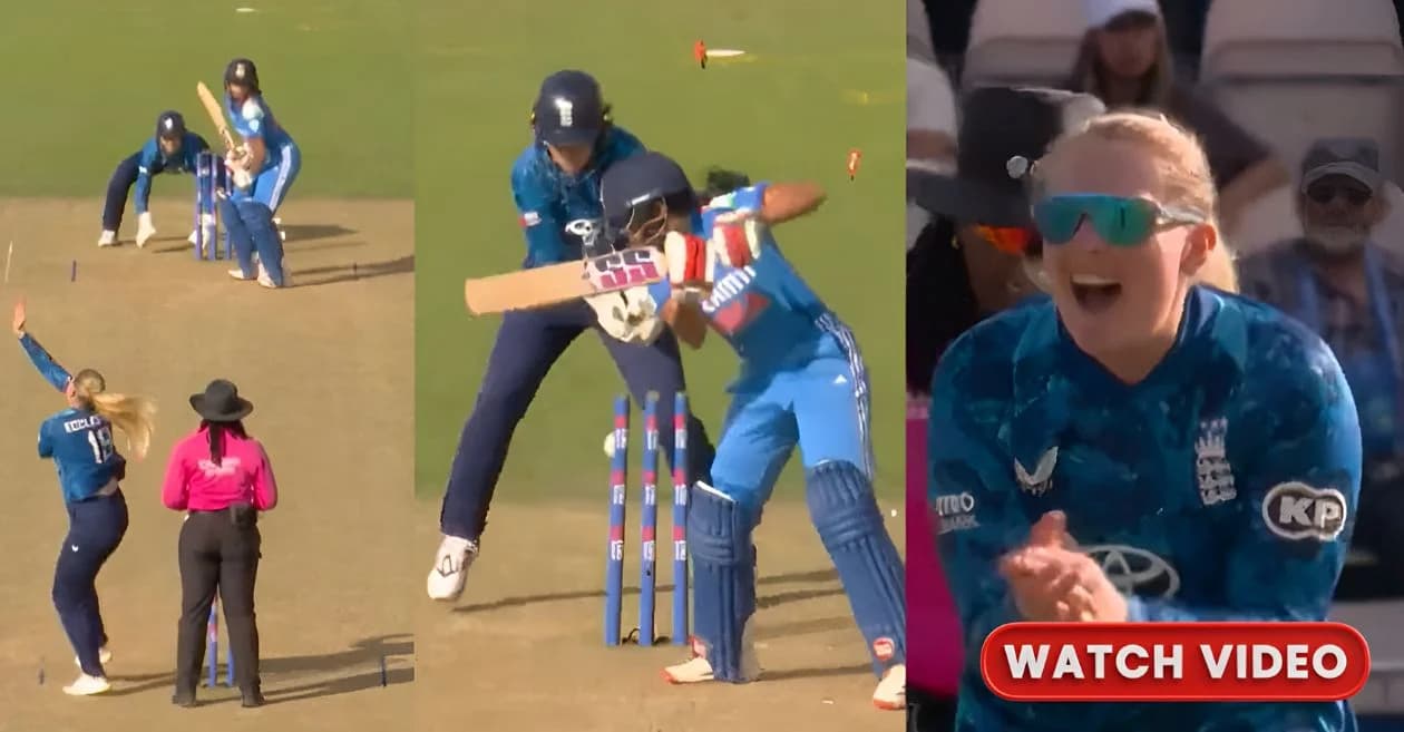 ENG-W vs IND-W : Sophie Ecclestone strikes with a genius arm‑ball to dismiss Pratika Rawal in the 1st ODI