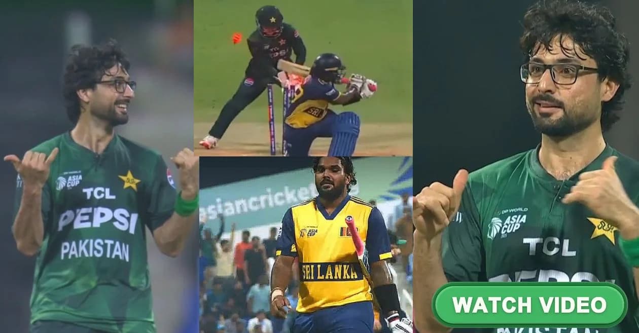 Asia Cup 2025 : Abrar Ahmed mimics Wanindu Hasaranga’s iconic celebration after taking his wicket during PAK vs SL clash
