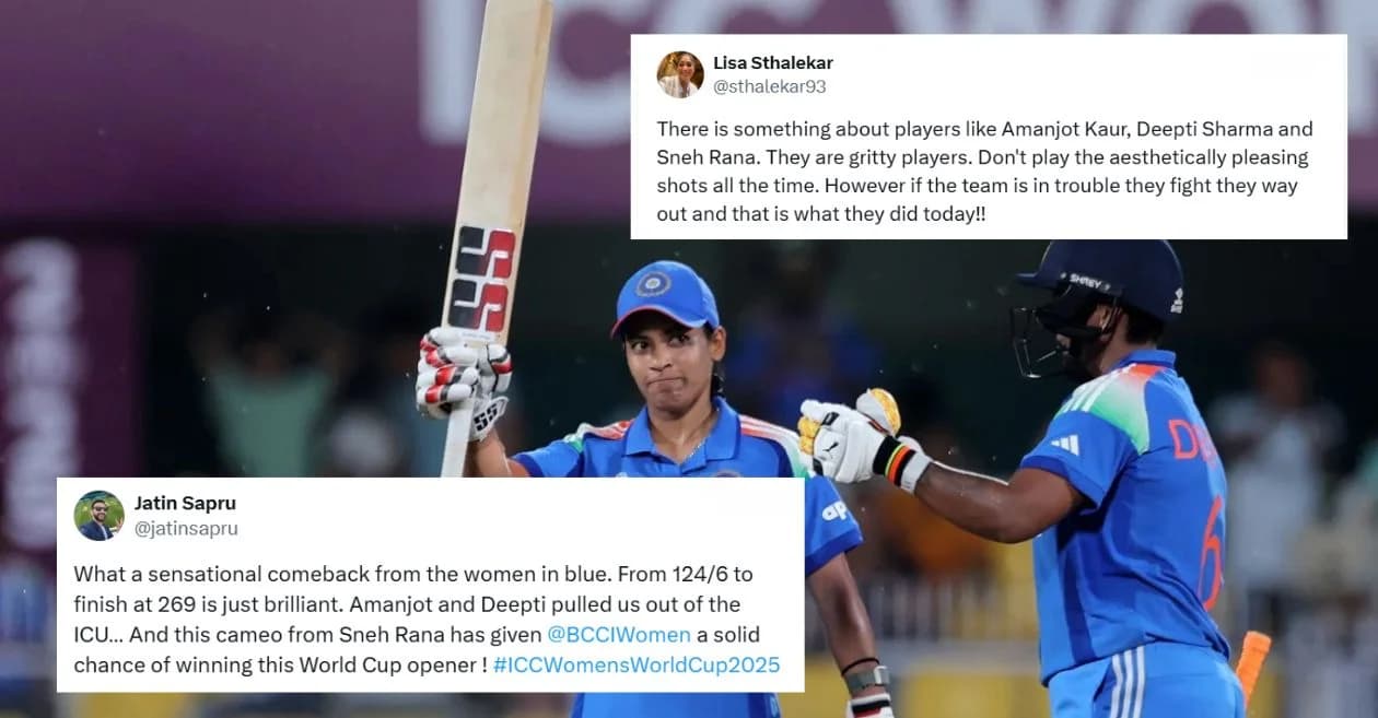 CWC 2025: Fans react as Deepti Sharma and Amanjot Kaur guide India to 269/8 after middle-order collapse vs Sri Lanka in Guwahati