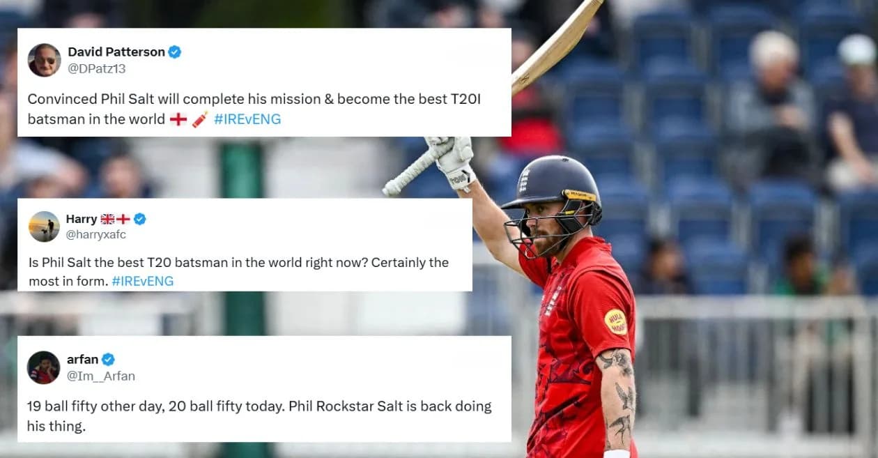 Fans react as Phil Salt’s brutal brilliance powers England to four-wicket victory over Ireland in 1st T20I
