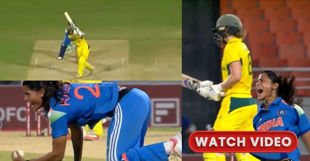 IND-W vs AUS-W : Radha Yadav’s stunning caught and bowled gets rid of Ellyse Perry during the 2nd ODI