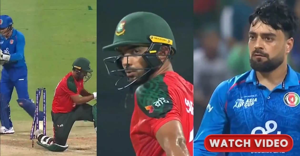 Asia Cup 2025 : Rashid Khan’s death stare to Saif Hassan after getting his wicket during BAN vs AFG clash