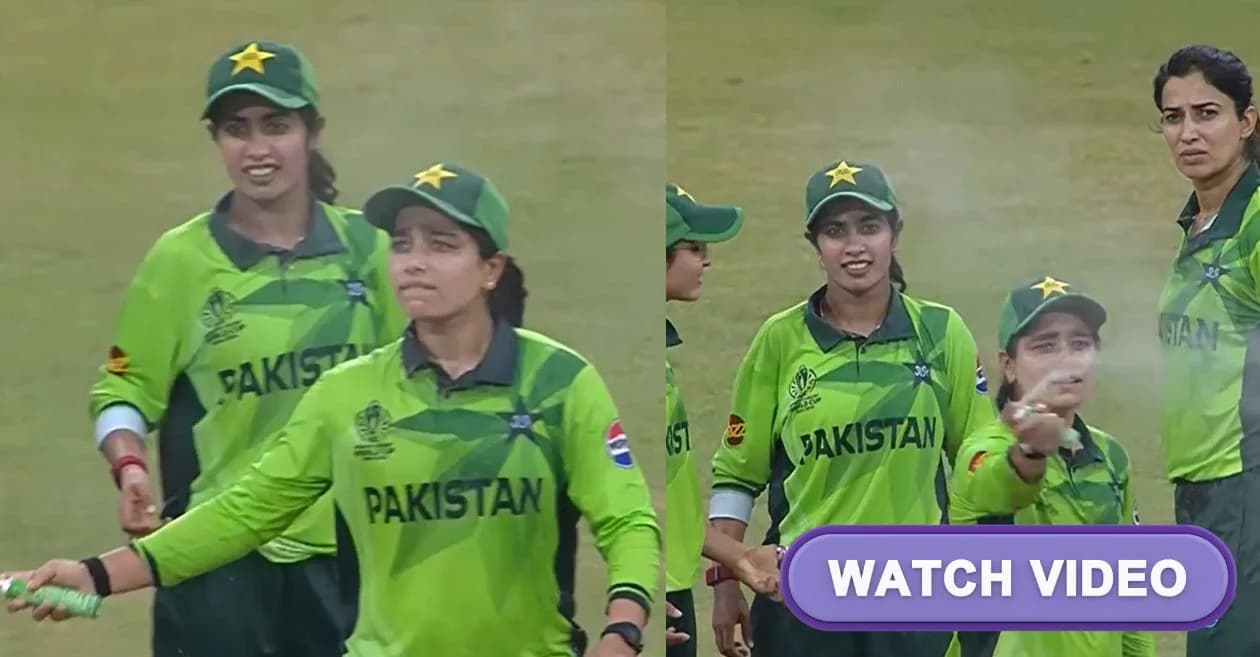 CWC 2025 : Fatima Sana uses bug spray mid-match to combat bug invasion during IND-W vs PAK-W game
