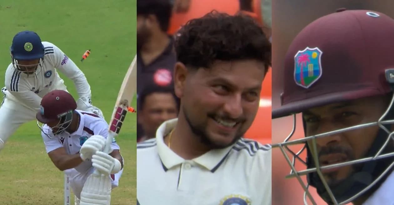 IND vs WI : Kuldeep Yadav bowls an absolute jaffa to dismiss Shai Hope on Day 1 of Ahmedabad Test