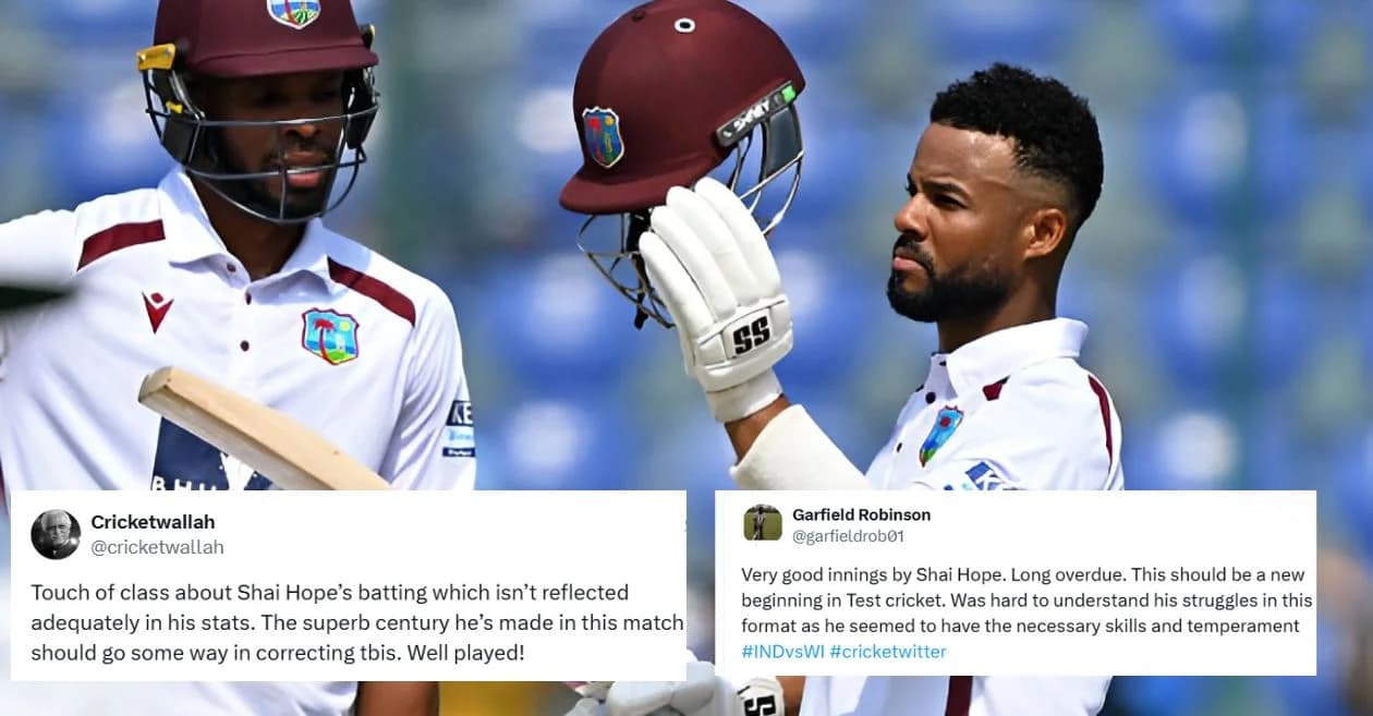 IND vs WI: Fans roar in delight as Shai Hope ends eight-year wait with classy Test century on Day 4 of Delhi Test
