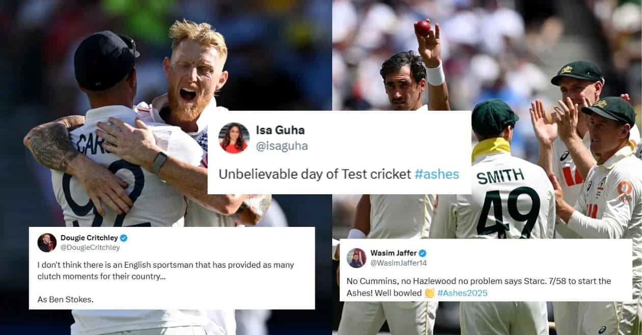 Ashes 2025-26: Ben Stokes rescues England against Australia after Mitchell Starc’s fiery spell as 19 wickets fall on Day 1 of Perth Test