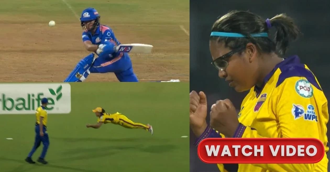 WPL 2026 : Chloe Tryon pulls off ‘catch of the season’ to dismiss Harmanpreet Kaur during MI-W vs UP-W clash