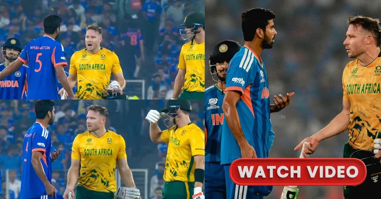 T20 World Cup 2026 : Washington Sundar and David Miller engage in explosive mid-pitch confrontation during IND vs SA Super 8 clash