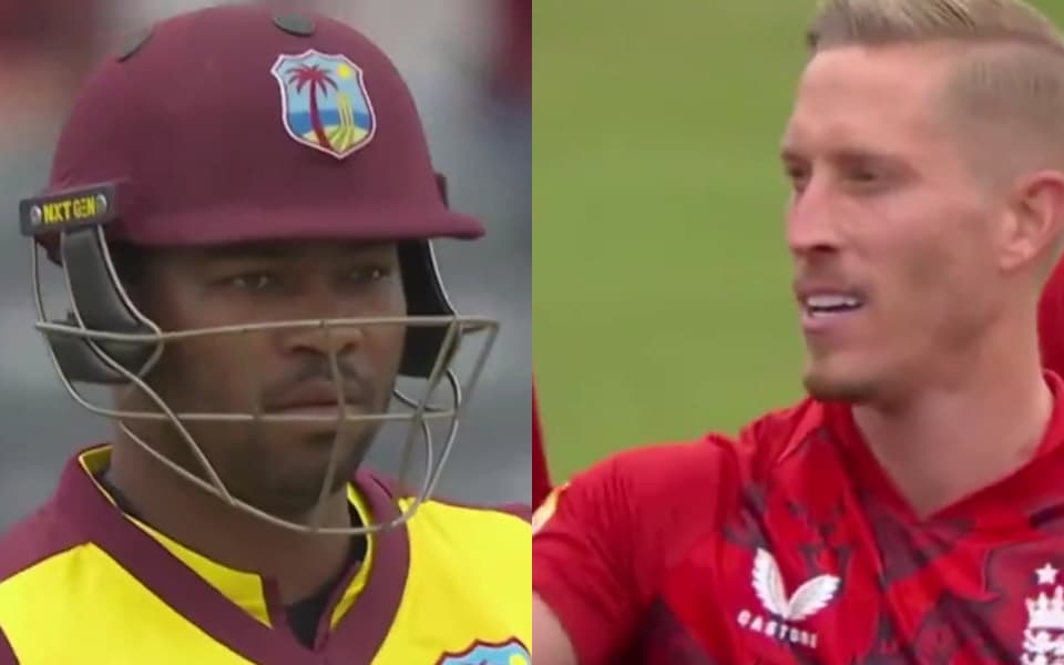 ENG vs WI 2025: Luke Wood strikes first ball to send Evin Lewis back for golden duck