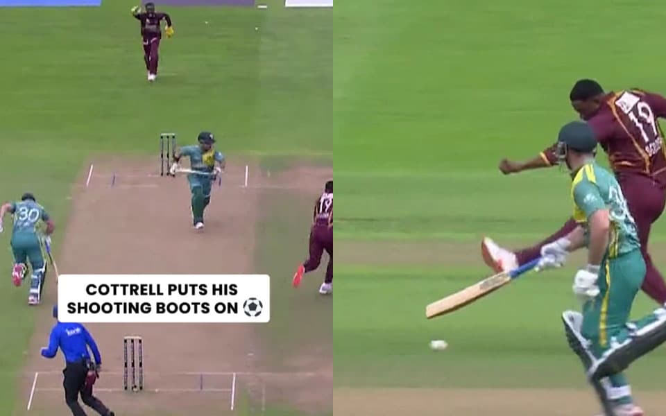 WCL 2025: Sheldon Cottrell showcases fancy footwork to dismiss Sarel Erwee
