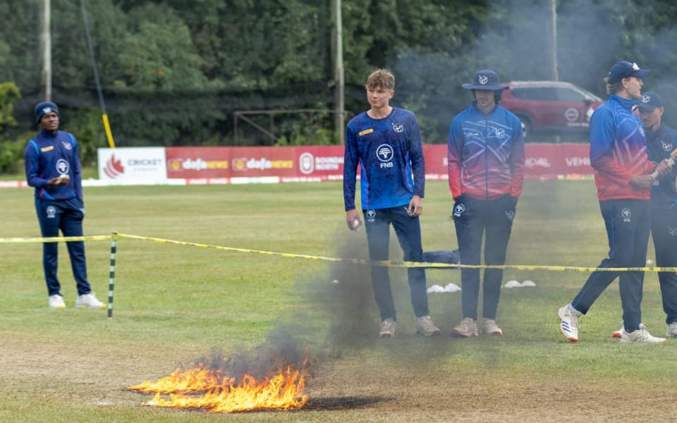 Ground staff sets pitch on fire after rain in Namibia vs Scotland World Cup League 2 clash