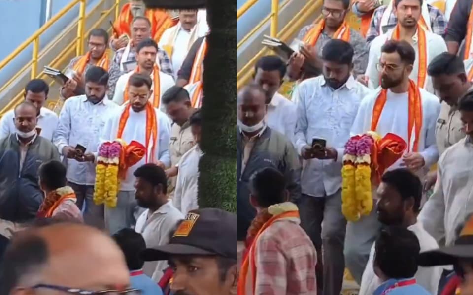 WATCH: Virat Kohli prays at Simhachalam Devasthanam Temple in Visakhapatnam after successful ODI series