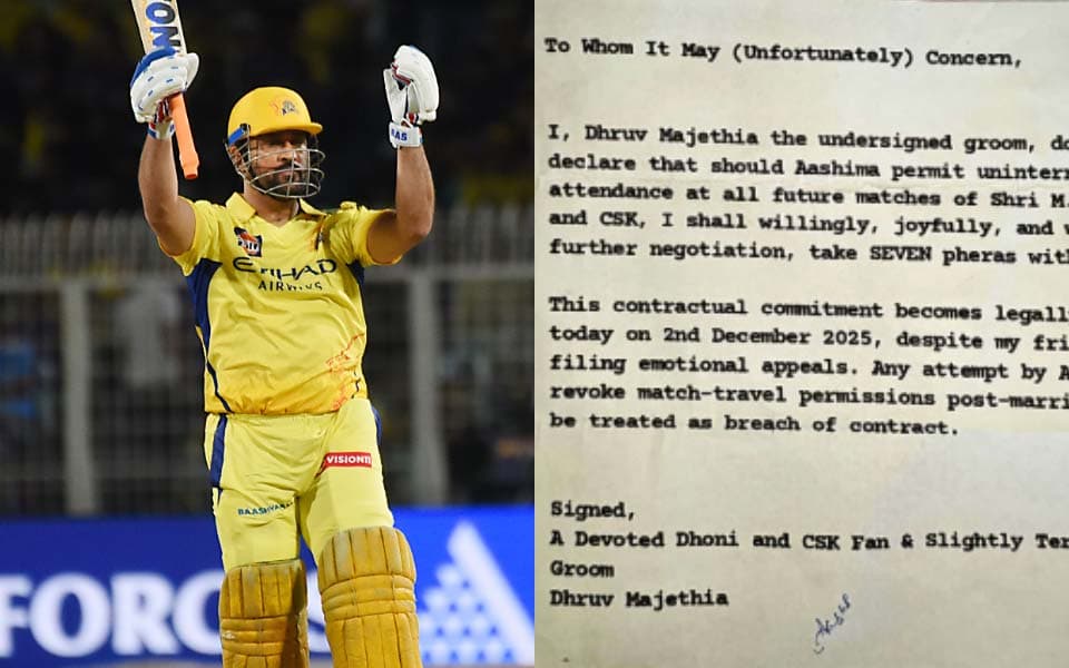 ‘Seven pheras for Thala’ - CSK fan’s hilarious wedding contract goes viral