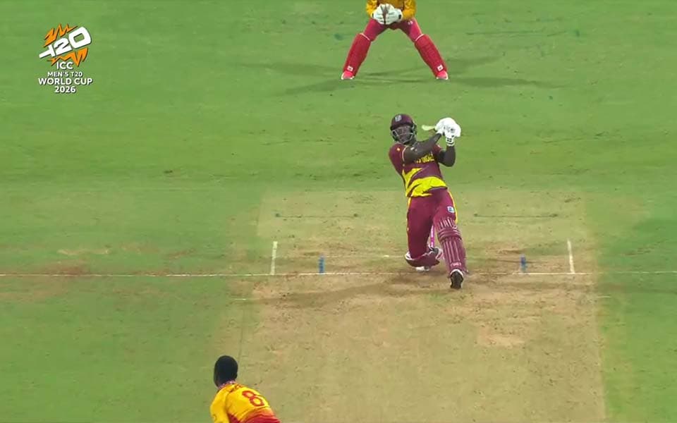 T20 World Cup 2026: Rovman Powell treats Wankhede fans with gigantic 106-metre six versus Zimbabwe