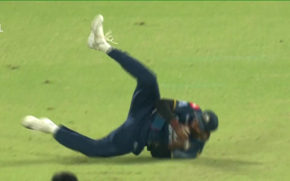 IPL 2026: Video of the Day - Sudharsan's tumbling stunner sends back Rana in Rashid's double-wicket over
