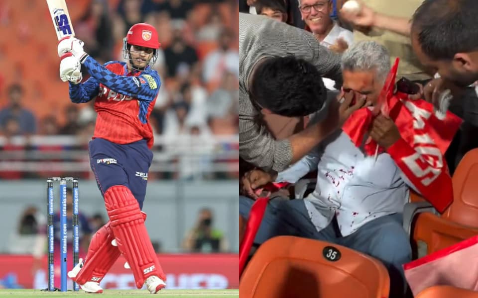 Old fan left bloodied after Priyansh Arya's sixer during PBKS vs RR match in New Chandigarh