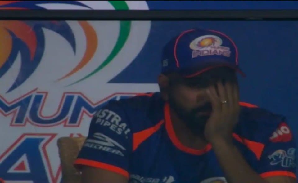 Rohit Sharma covers face in shame after Mumbai Indians concede against Sunrisers Hyderabad