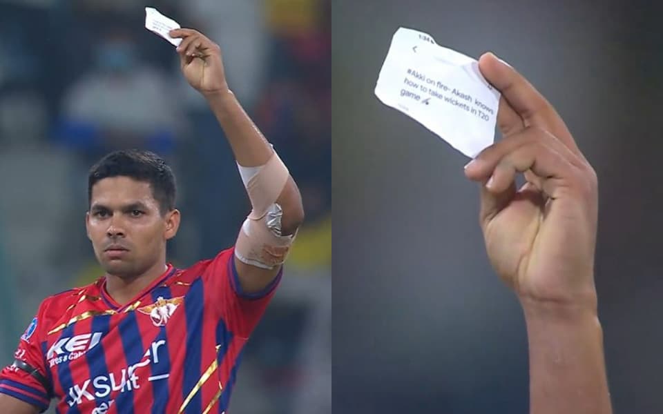 IPL 2026: Video of the Day: Akash Singh dismantles CSK top order, celebrates with a handwritten note