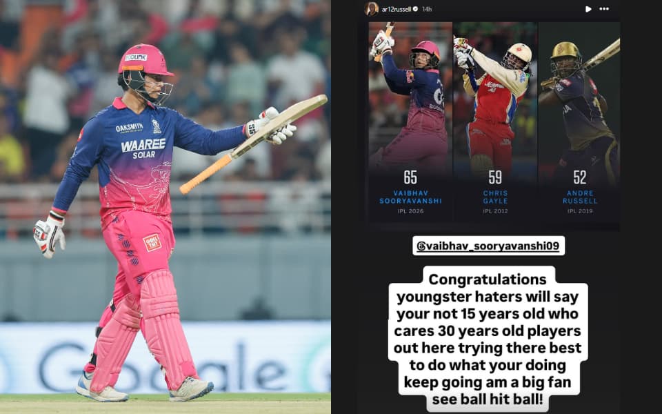 ‘Haters will say you’re not 15’ - Andre Russell’s Instagram story for Vaibhav Sooryavanshi wins hearts