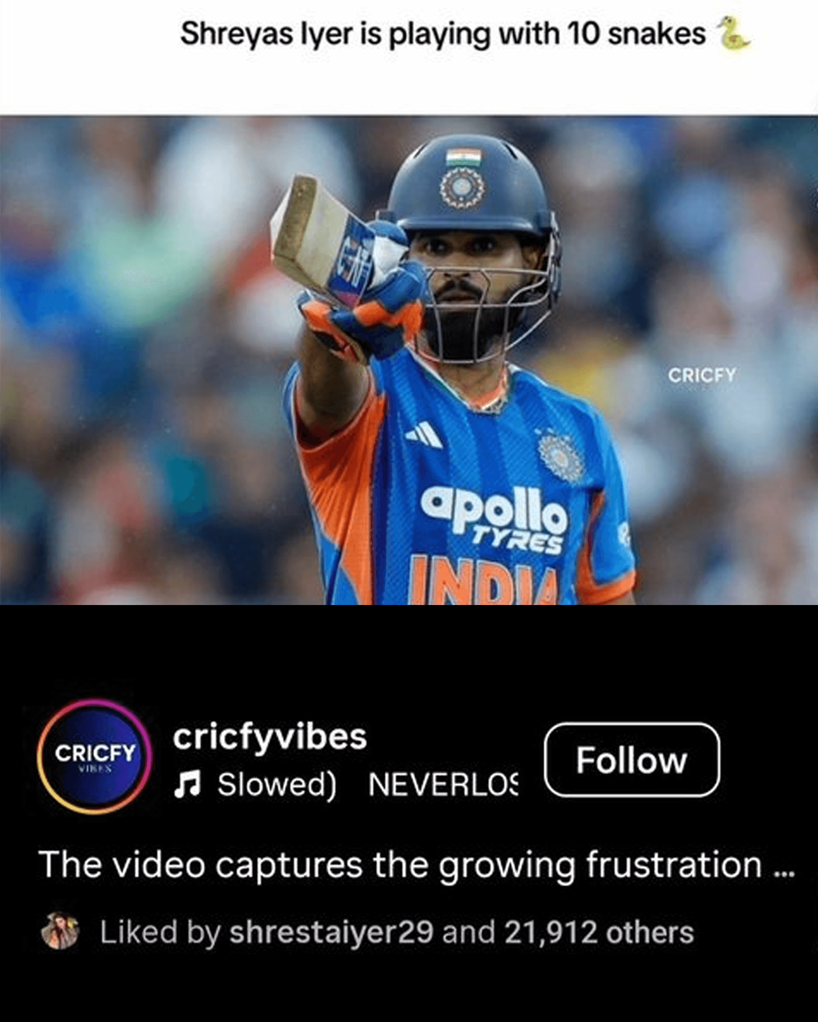 'Shreyas Iyer is playing with 10 snakes' - Shresta Iyer likes controversial reel in support of brother, removes after controversy