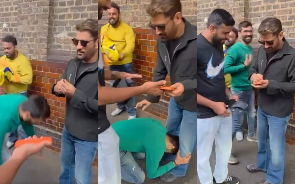 Fan falls at MS Dhoni's feet outside Edgbaston during ENG vs IND 1st ODI