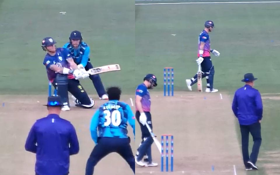 Kuldeep Yadav dismisses Ben Stokes in One-Day Cup clash against Durham