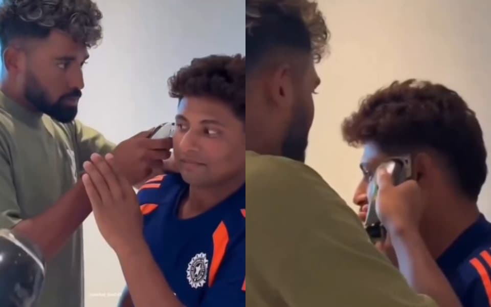 Watch: Mohammed Siraj styles Sarfaraz Khan with new haircut ahead of SL vs IND Test series