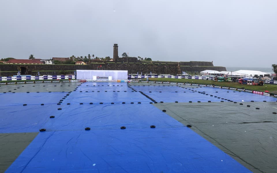 Galle Test Day 2 start delayed as entire outfield under covers