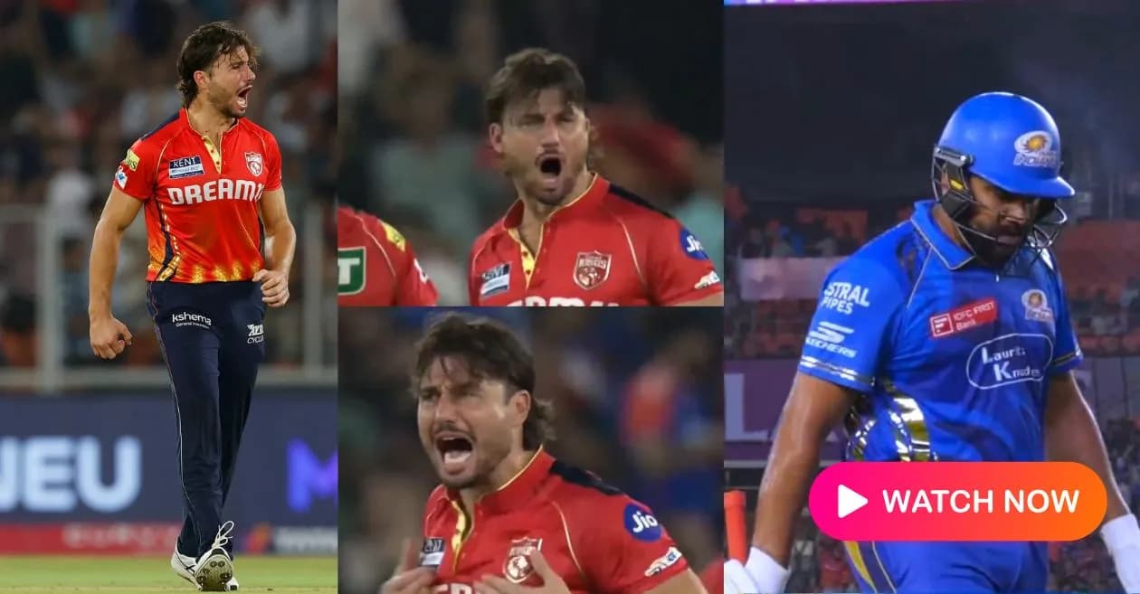 IPL 2025 : Marcus Stoinis roars in celebration after sending Rohit Sharma back during PBKS vs MI Qualifier 2 clash