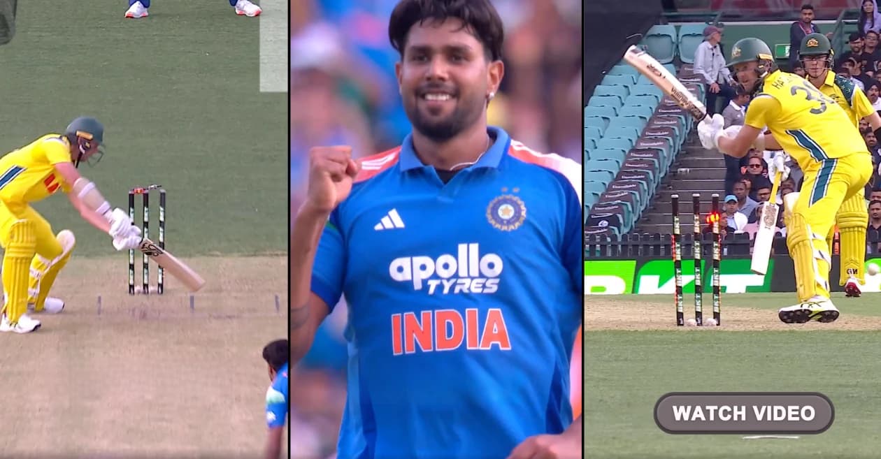 AUS vs IND : Harshit Rana dismantles Josh Hazlewood’s stumps to end Australia’s innings at 236 in 3rd ODI
