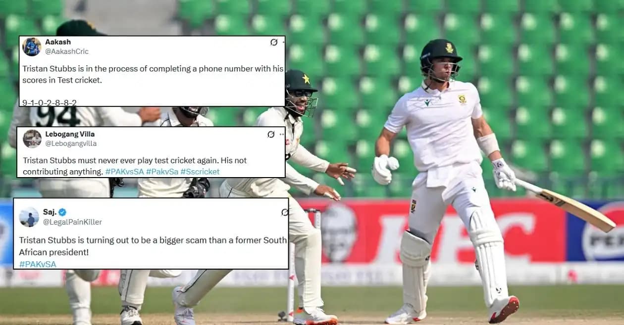 PAK vs SA: Fans mercilessly troll Tristan Stubbs for his flop show with the bat in Lahore Test