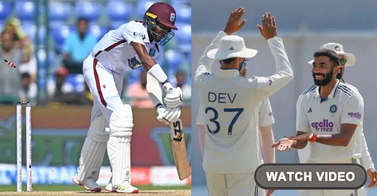 IND vs WI : Jasprit Bumrah sends Khary Pierre’s stumps flying on Day 3 of the Delhi Test