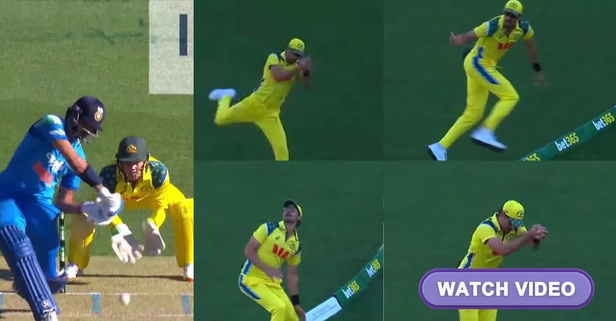 AUS vs IND : Mitchell Starc takes a jaw-dropping boundary catch to dismiss Axar Patel in Adelaide ODI