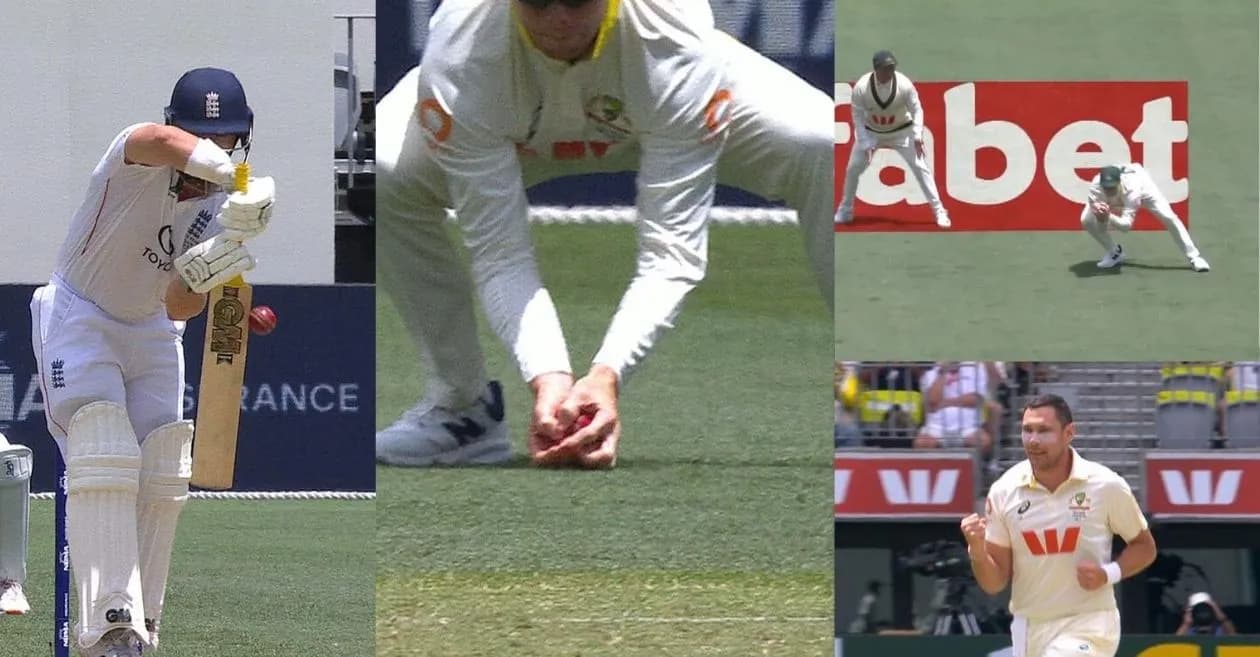 Ashes 2025-26 : Steve Smith takes a stunning low catch to dismiss Ben Duckett on Day 2 of the Perth Test