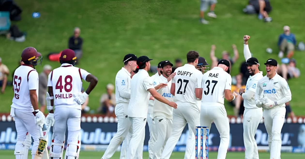 West Indies on the back foot as New Zealand gains control with late strikes on Day 2 of Wellington Test