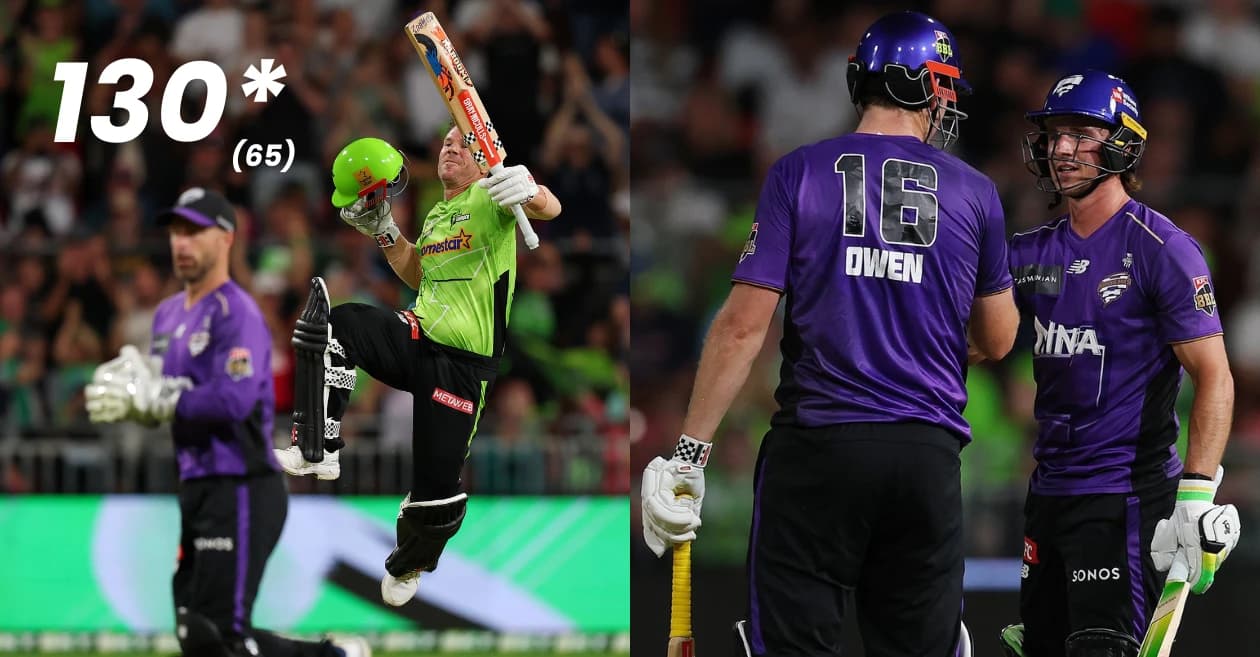 BBL|15: David Warner’s century in vain as Hobart Hurricanes pull off a record run chase at ENGIE Stadium