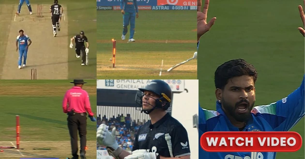 IND vs NZ : Shreyas Iyer sends Michael Bracewell packing with a rocket throw during Vadodara ODI