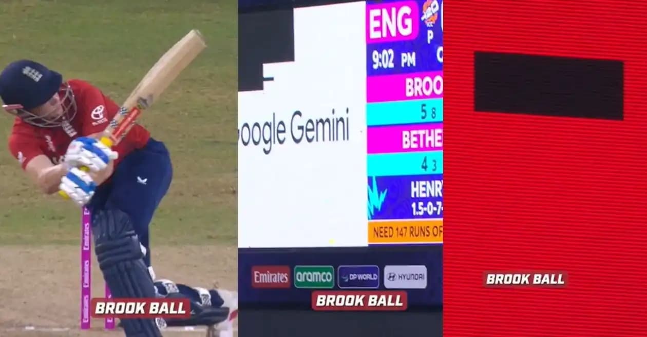 T20 World Cup 2026 : Harry Brook’s six leaves dent on big screen during ENG vs NZ Super 8 clash
