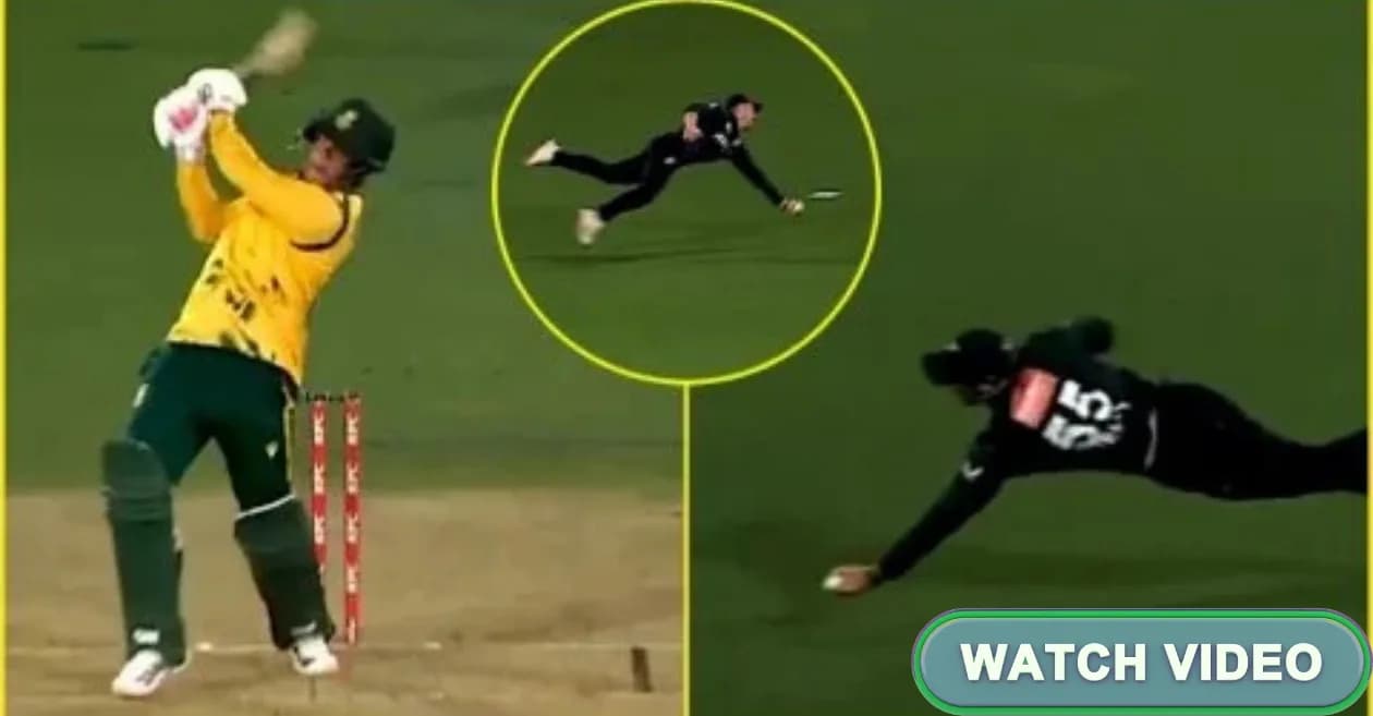 WATCH: Nick Kelly pulls off a jaw-dropping one-handed diving catch to dismiss Rubin Hermann in NZ vs SA 5th T20I