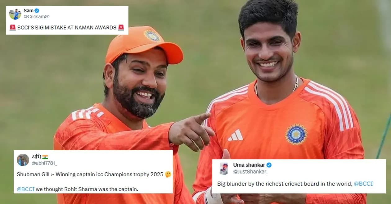 Rohit Sharma fans slam BCCI’s graphic error after Shubman Gill shown as India’s Champions Trophy winning team’s captain at Naman Awards