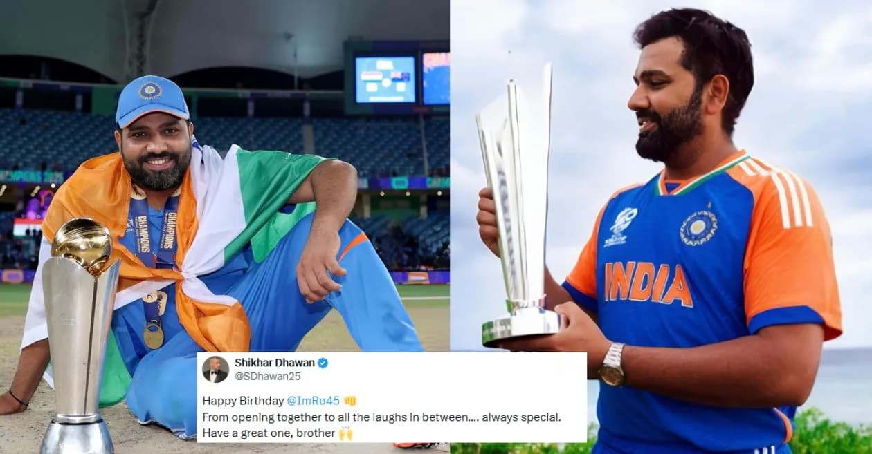 From Shikhar Dhawan to IPL franchises: Indian cricket fraternity poured in birthday wishes for Rohit Sharma as the star batter celebrated his 39th birthday