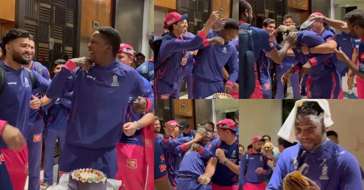 IPL 2026 : Joyful scenes as RR squad celebrates Kwena Maphaka’s birthday after beating MI in Guwahati