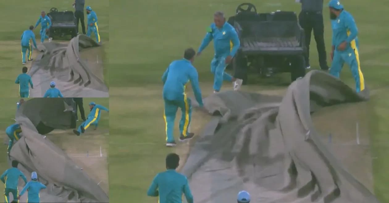 WATCH: PSL ground staff’s hilarious experiment failure with the wind during rain-interrupted league match