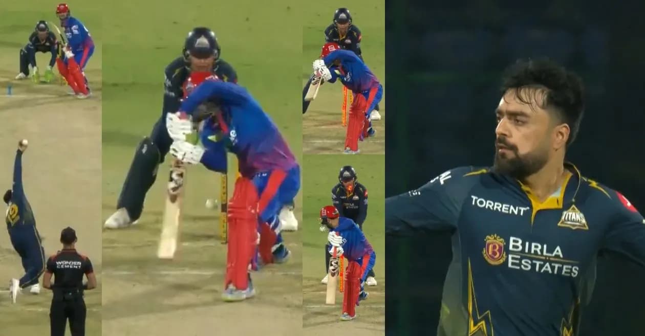 IPL 2026 : Rashid Khan shatters Sameer Rizvi’s stumps with an absolute jaffa during DC vs GT game