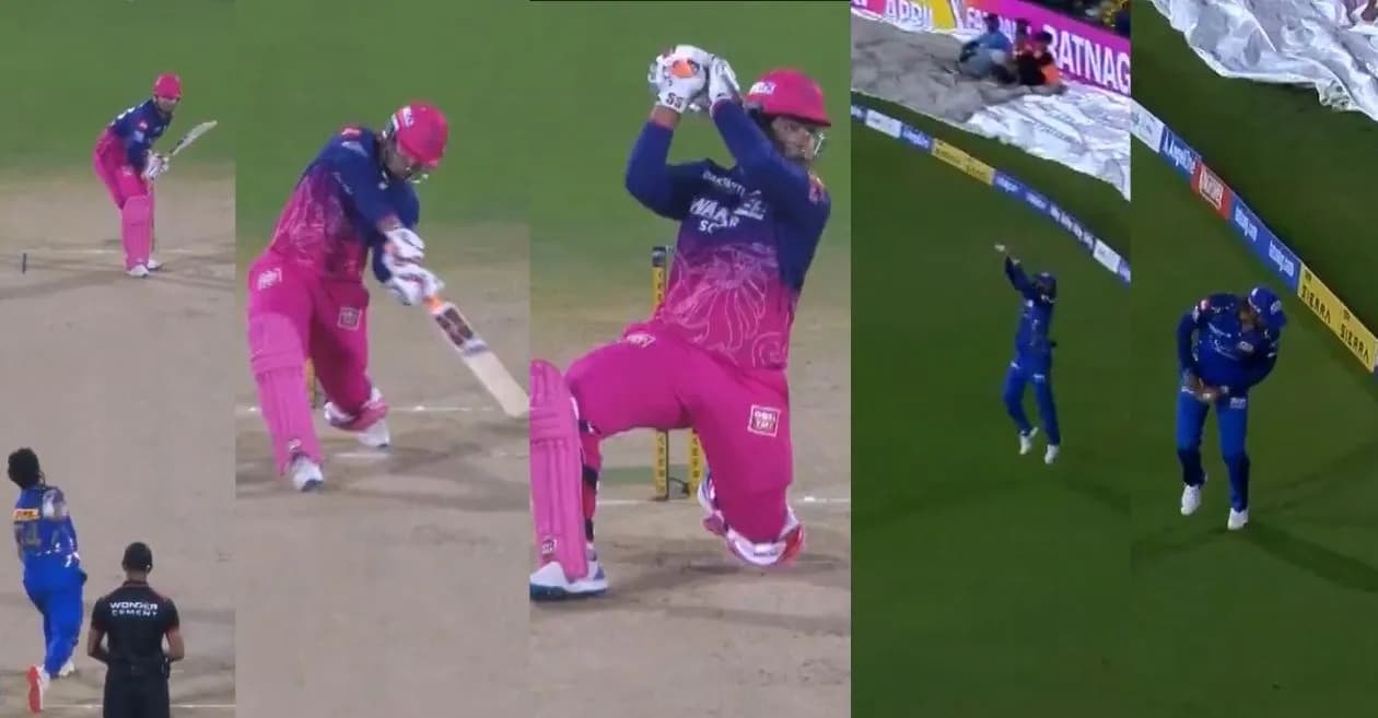 IPL 2026 : Tilak Varma’s spectacular catch on the boundary line removes Vaibhav Suryavanshi during RR vs MI clash