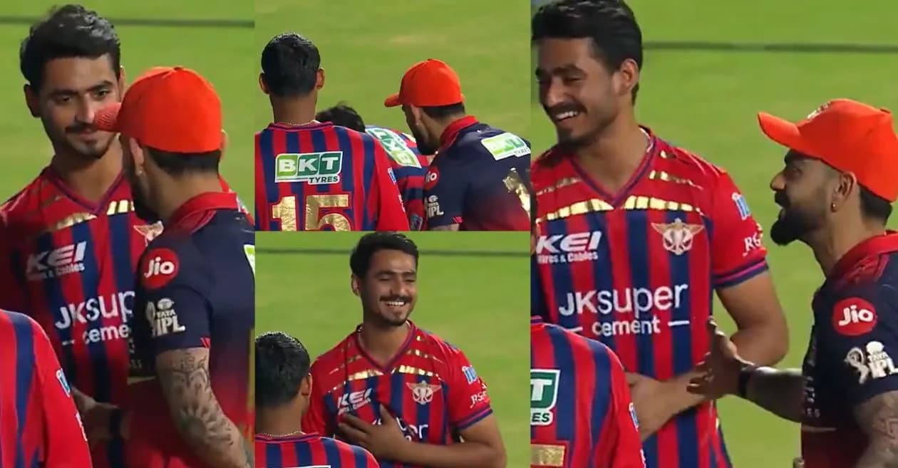 IPL 2026 : Virat Kohli’s priceless response when young Naman Tiwari seeks his blessings post RCB vs LSG match