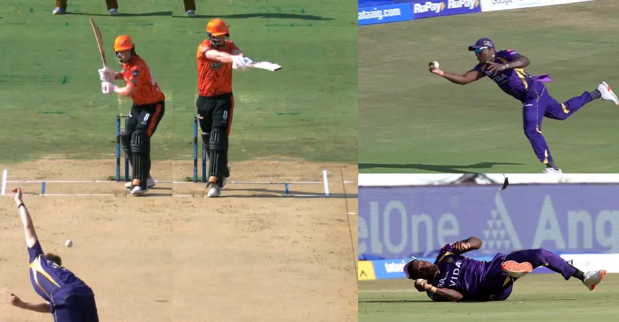 IPL 2026 : Rovman Powell pulls off a sensational flying catch to dismiss Heinrich Klaasen in SRH vs KKR clash