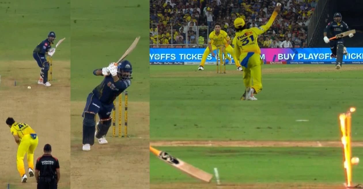 IPL 2026 : Ruturaj Gaikwad darts a direct hit removing Rahul Tewatia for a golden duck during GT vs CSK showdown