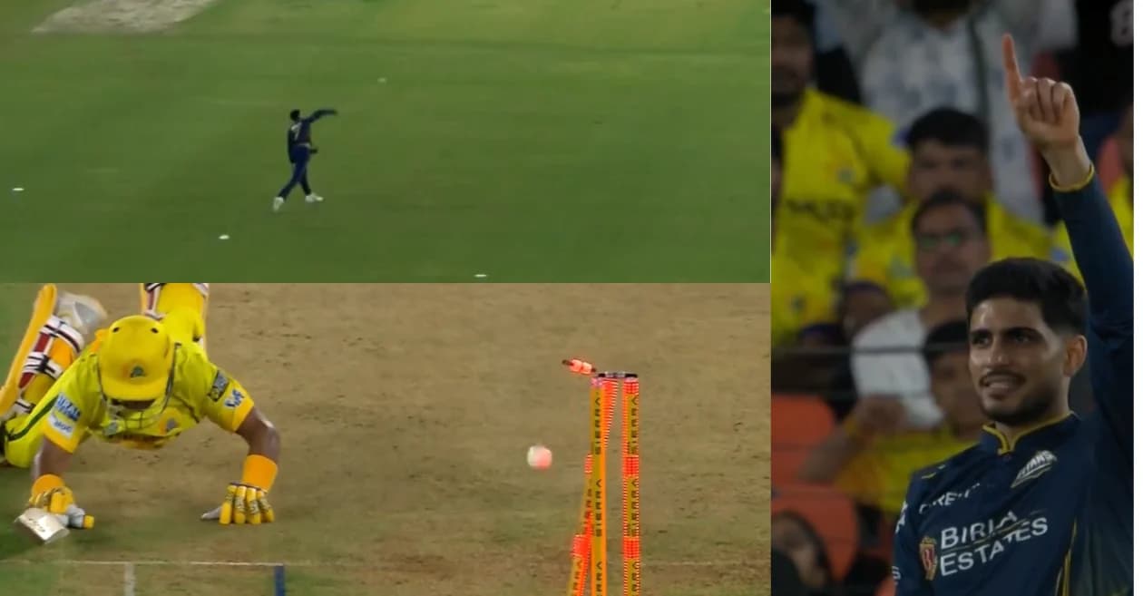 IPL 2026 : Shubman Gill produces a brilliant direct hit to stun Kartik Sharma during GT vs CSK clash